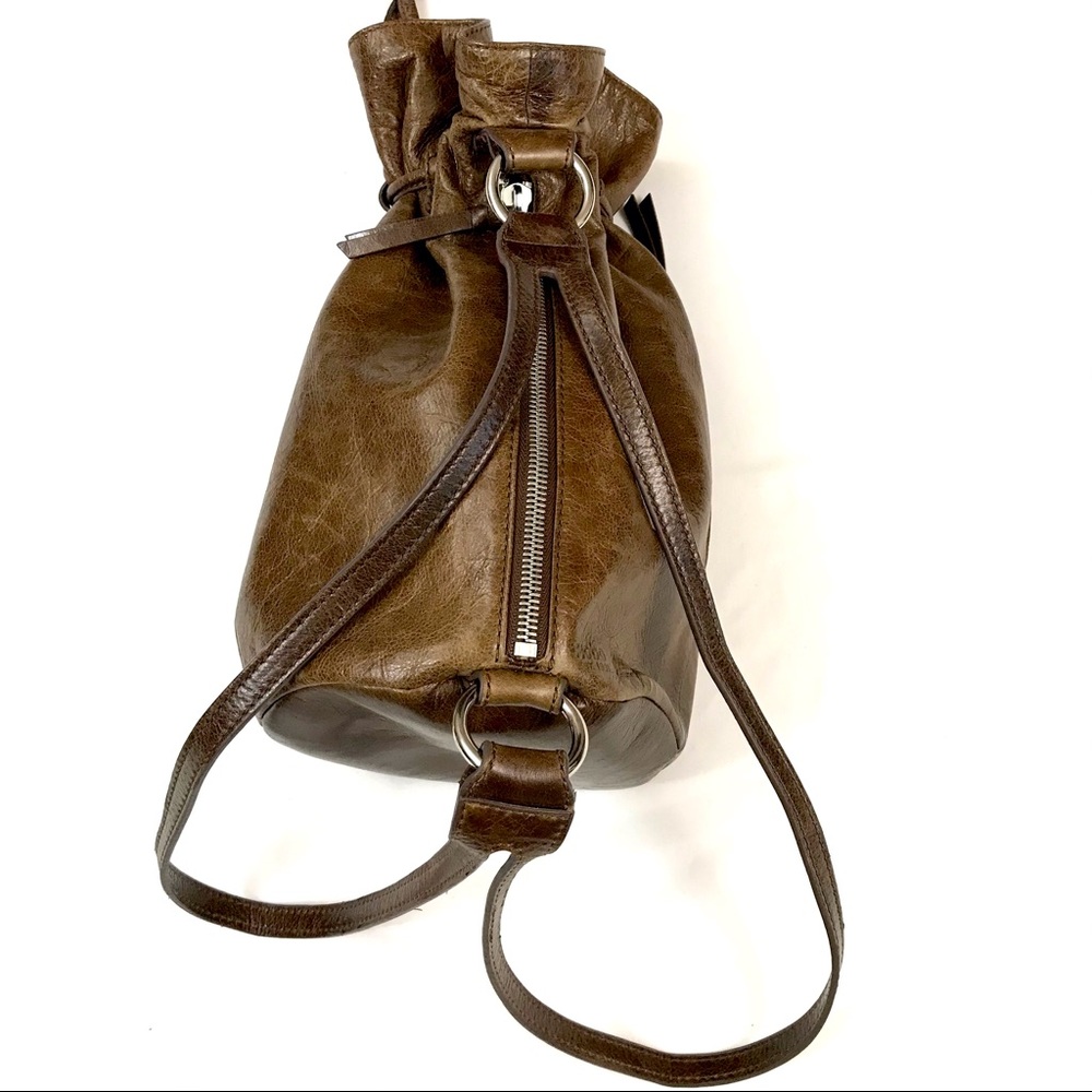HOBO Brown Leather Drawstring Backpack - Picture 5 of 15